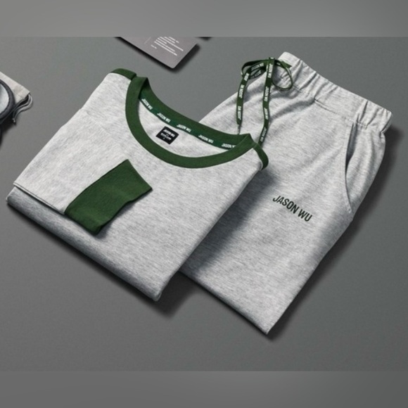 NEW EVA AIR x Jason Wu Unisex Sleepwear Pajama Set Green Gray Size XL - Picture 2 of 14